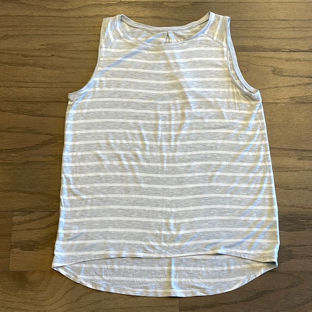 LOFT Grey and White Striped Tank - Size XS
